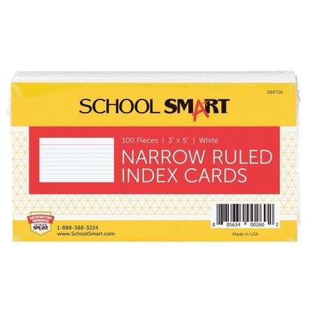 SCHOOL SMART INDEX CARDS 3X5 RULED WHITE PK OF 100 PK IND35RL